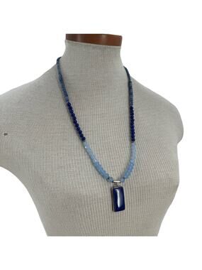 Hand Craft Lapis, Sodalite, Blue Chalcedony Stone beaded 24 inch necklace